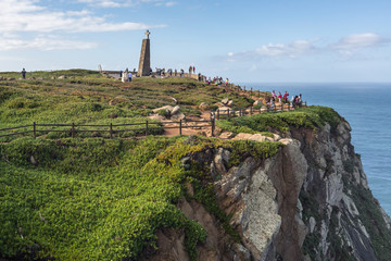 Large cross monument and viewpoint at Cape Roca (Cabo da Roca), Sintra, Portugal