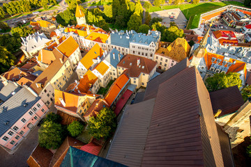 Top view from Olaf's church tower on the old town of Tallinn, Estonia