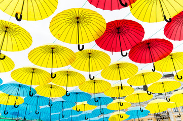 different colors umbrellas background