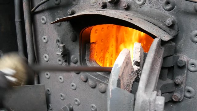stove of the old steam locomotive