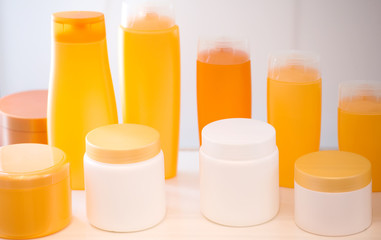 empty beauty products plastic bottles