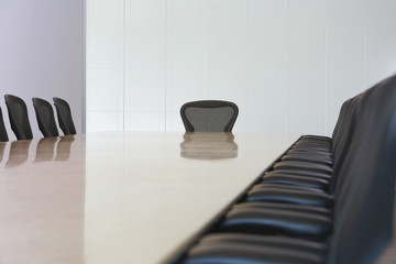 View of an empty boardroom with seats