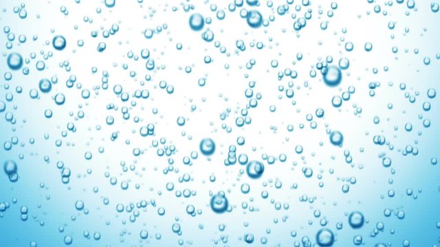 Beautiful Water Bubbles Rising Up. Loopable 3d Animation of Underwater Blue Bubbles. HD 1080.
