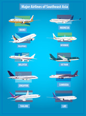 Vector illustration of Major airlines of Southeast asia