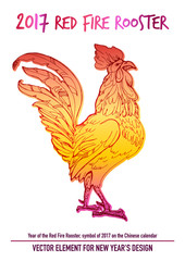 Red Fire Rooster. Rooster year Chinese zodiac symbol.