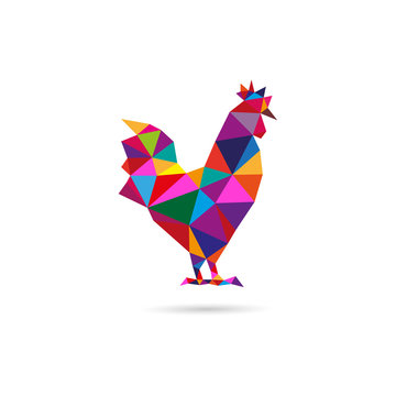 Triangle rooster design silhouette.Hand drawn minimalism style vector illustration