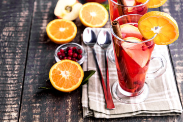 Hot fruits tea Citrus Apples Berry Cinnamon