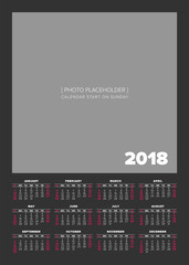 Simple 2018 year calendar