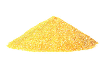 Pile of cornmeal isolated on white