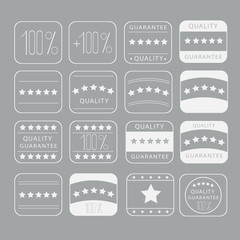 16 icons quality guarantee on gray background
