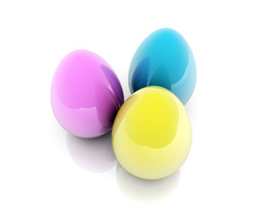 Colourful eggs isolated on white background