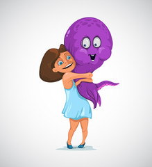 Girl is holding a live octopus