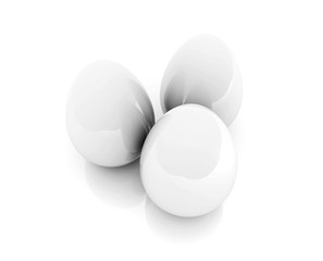 White eggs isolated on white background