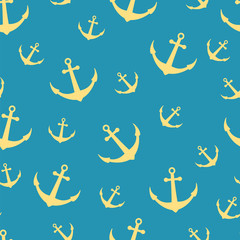 Obraz premium Yellow Anchors on a blue background