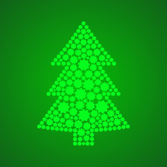 Christmas tree with gears, vector illustration. Abstract background.