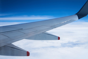 above blue sky view from aeroplane