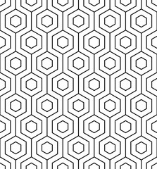 Vector seamless pattern. Modern stylish texture. Monochrome geometric pattern. The grille with hexagonal tiles.