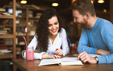 Young university students studying