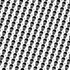 Pattern of skulls and stars. On a white background. Black skull