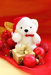 Gift and bear christmas dall decoration.