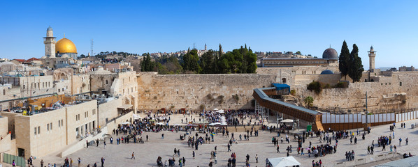 Fototapeta premium Zachodnia ściana Jerozolimy i kopuła na skale