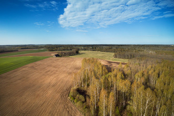 Fototapeta premium Aerial view of latvian countryside.
