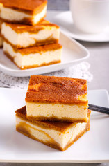 Stack of pumpkin cheesecake bars