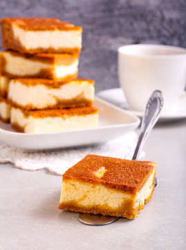 Stack Of Pumpkin Cheesecake Bars