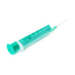 Medical syringe with needle isolated over white background