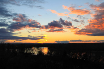 Sunset over the river Dnieper