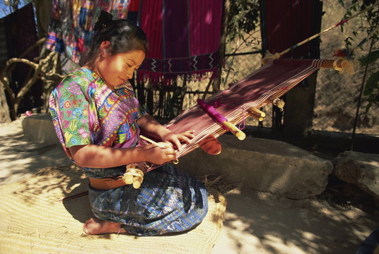 Local girl weaving, San Antonio Aguas Calientes, Guatemala