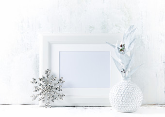 White Christmas decorations and a image frame