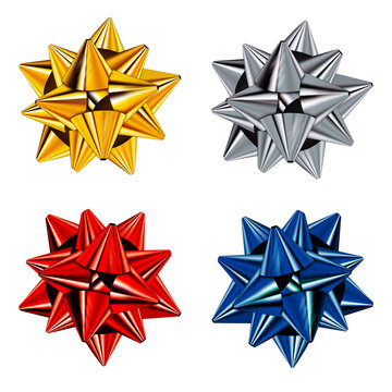 isolated rosette-shaped gift bows