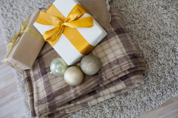 many Christmas gifts Plaid new year