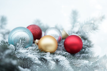  Christmas balls with pine branch