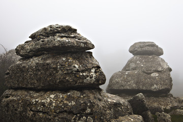 El Torcal De Antequera in the fog, Malaga, Spain