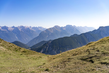 Rugged mountain peaks in a scenic alpine landscape