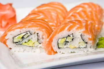 Japanese rolls with salmon
