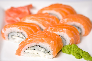 Japanese rolls with salmon