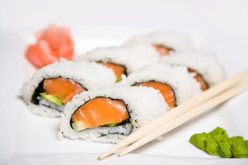 Japanese rolls with salmon