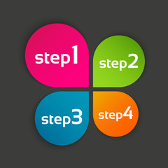 Colored leaf clover with four steps, vector symbol for your info