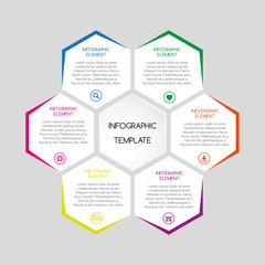Vector infographic template with hexagons with text for your bus