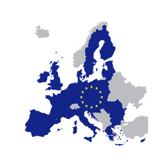European Union map with stars of the European Union, map of memb