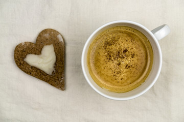Frothy Cappuccino and Heart Shaped Cookie