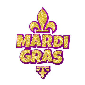 Mardi Gras Fleur de Lis lettering for masquerade carnival