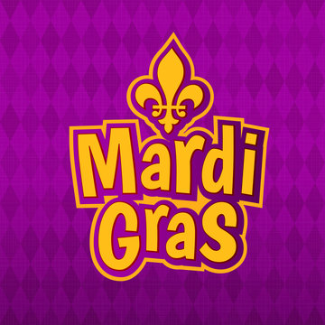 Mardi Gras poster lettering, Fleur de Lis for masquerade carnival