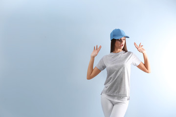 Fashion girl on light background