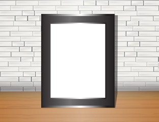 Vector trendy blank poster on the white brick wall realistic mockup