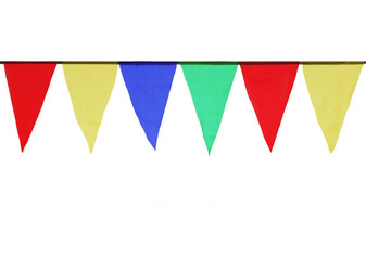 Fototapeta na wymiar Multi Colored Triangular Flags Hanging isolated.