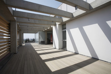 Deck of modern apartment building